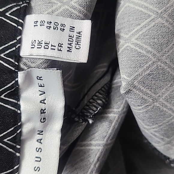 Susan Graver Black/White Diamond Pattern Pull-On Pants - 14 - Picture 3 of 5